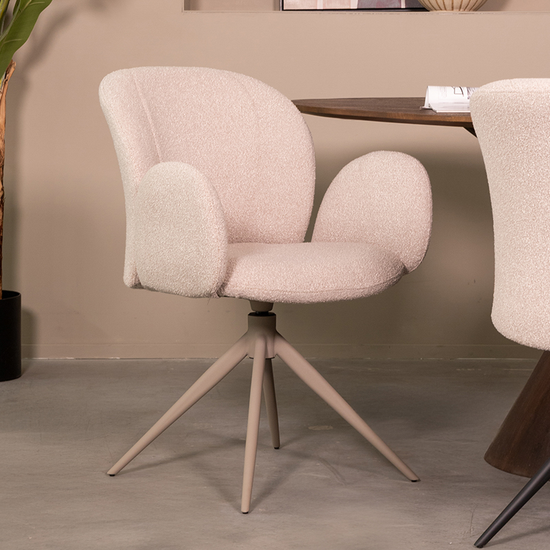 pro_91446_img_9189045 LABEL51 Eetkamerstoelen Kimball - Naturel - Boucle - Taupe Metalen Frame