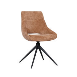 pro_92535_img_9187821 LABEL51 Eetkamerstoelen Marlow - Cognac - Chenille - Zwart Metalen Frame