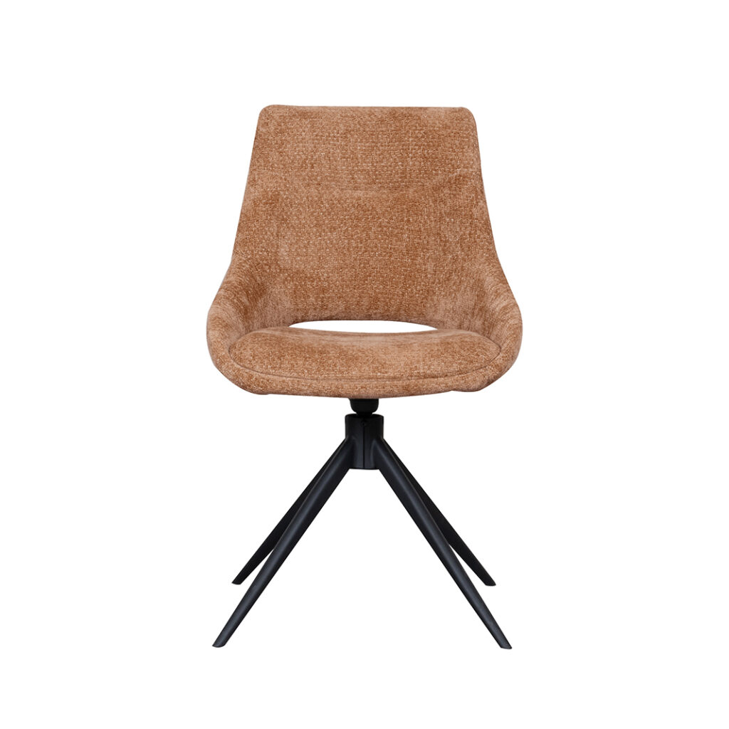 pro_92535_img_9187822 LABEL51 Eetkamerstoelen Marlow - Cognac - Chenille - Zwart Metalen Frame