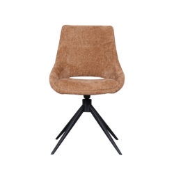 pro_92535_img_9187822 LABEL51 Eetkamerstoelen Marlow - Cognac - Chenille - Zwart Metalen Frame