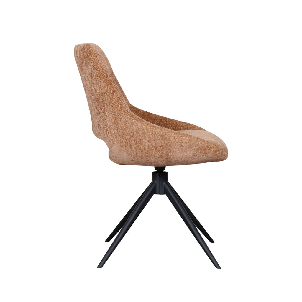 pro_92535_img_9187823 LABEL51 Eetkamerstoelen Marlow - Cognac - Chenille - Zwart Metalen Frame