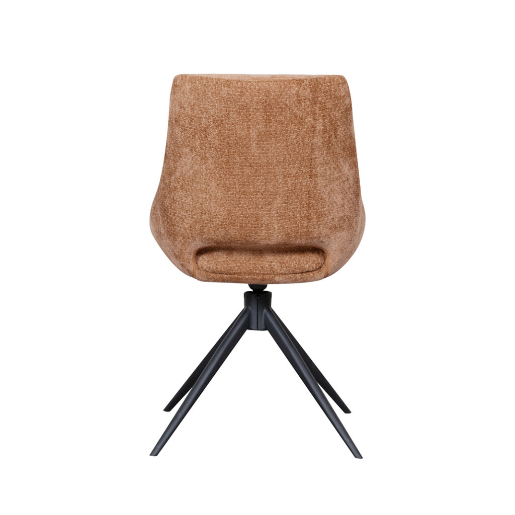 pro_92535_img_9187824 LABEL51 Eetkamerstoelen Marlow - Cognac - Chenille - Zwart Metalen Frame