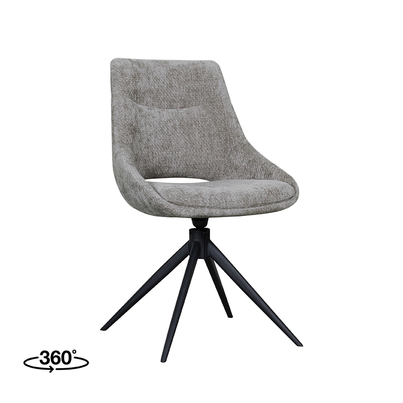 pro_92538_img_9187813 LABEL51 Eetkamerstoelen Marlow - Stone - Chenille - Zwart Metalen Frame