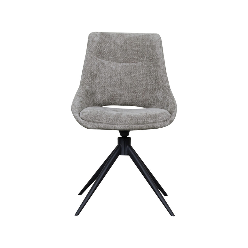pro_92538_img_9187815 LABEL51 Eetkamerstoelen Marlow - Stone - Chenille - Zwart Metalen Frame