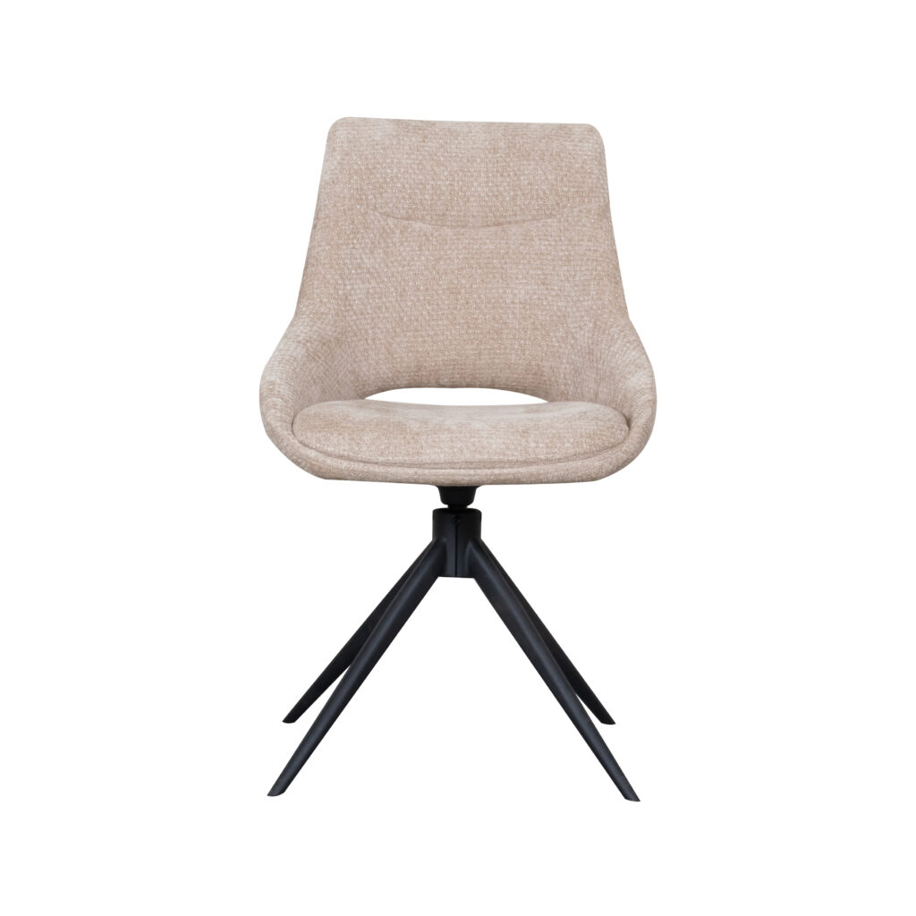 LABEL51 Eetkamerstoelen Marlow - Clay - Chenille - Zwart Metalen Frame