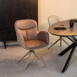 pro_92573_img_9189121 LABEL51 Eetkamerstoelen Lasse - Bruin - Kunstleder - Taupe Metalen Frame