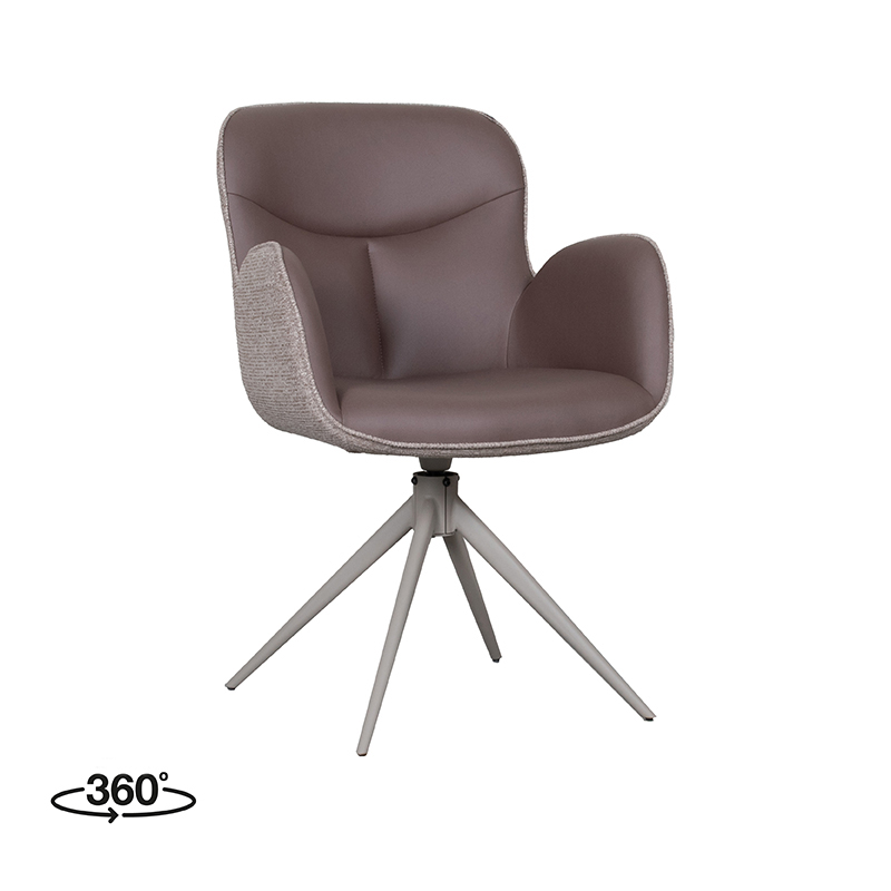 pro_92573_img_9189122 LABEL51 Eetkamerstoelen Lasse - Bruin - Kunstleder - Taupe Metalen Frame