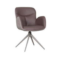 pro_92573_img_9189123 LABEL51 Eetkamerstoelen Lasse - Bruin - Kunstleder - Taupe Metalen Frame