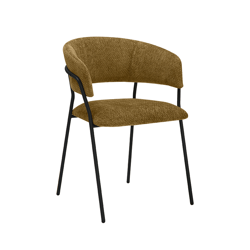 pro_92663_img_8942380 LABEL51 Eetkamerstoelen Luuk - Mustard - Chenille - Zwart Metalen Frame