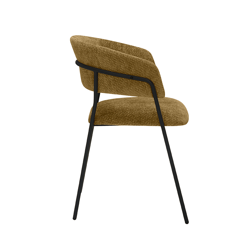 pro_92663_img_8942382 LABEL51 Eetkamerstoelen Luuk - Mustard - Chenille - Zwart Metalen Frame