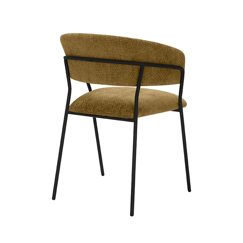 pro_92663_img_8942383 LABEL51 Eetkamerstoelen Luuk - Mustard - Chenille - Zwart Metalen Frame