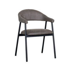 LABEL51 Eetkamerstoelen Amaze - Antraciet - Kunstleder - Zwart Metalen Frame