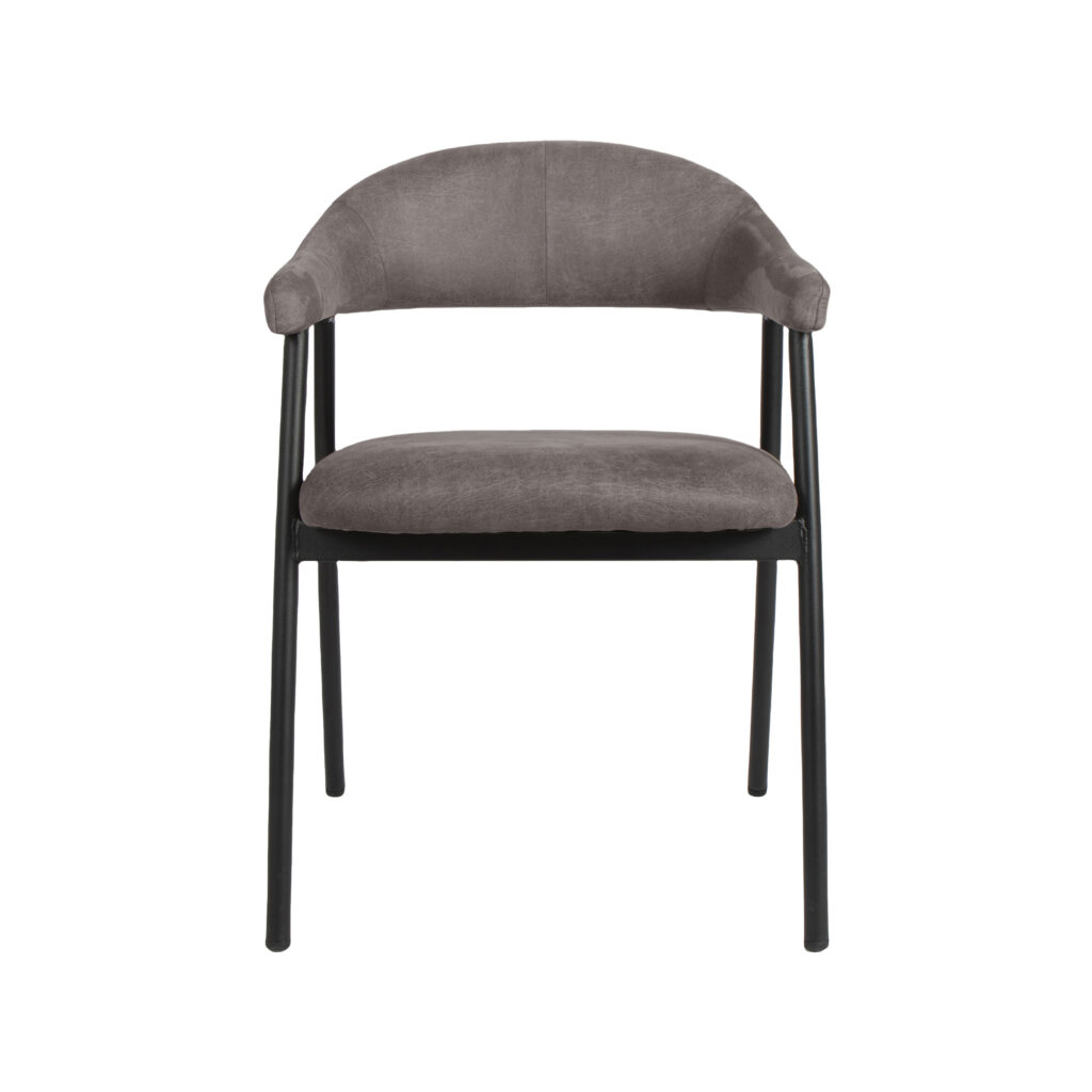 LABEL51 Eetkamerstoelen Amaze - Antraciet - Kunstleder - Zwart Metalen Frame