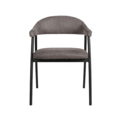 LABEL51 Eetkamerstoelen Amaze - Antraciet - Kunstleder - Zwart Metalen Frame