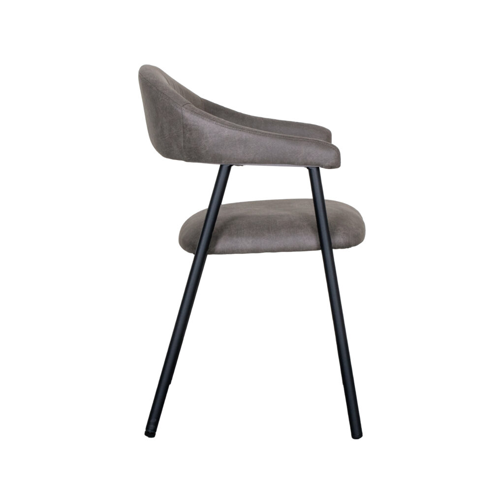 LABEL51 Eetkamerstoelen Amaze - Antraciet - Kunstleder - Zwart Metalen Frame