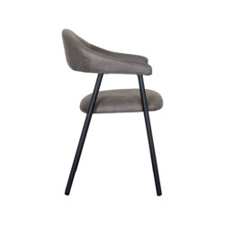LABEL51 Eetkamerstoelen Amaze - Antraciet - Kunstleder - Zwart Metalen Frame