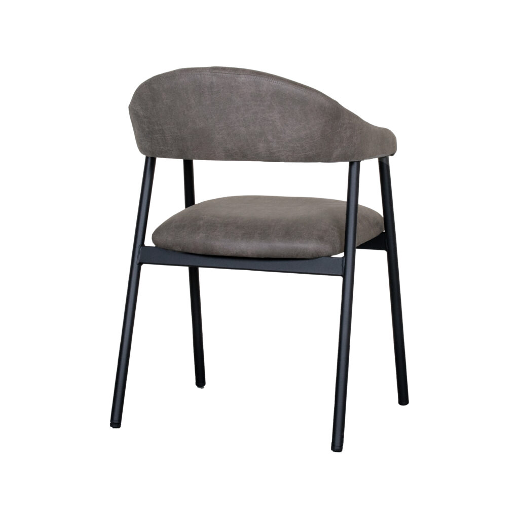 LABEL51 Eetkamerstoelen Amaze - Antraciet - Kunstleder - Zwart Metalen Frame