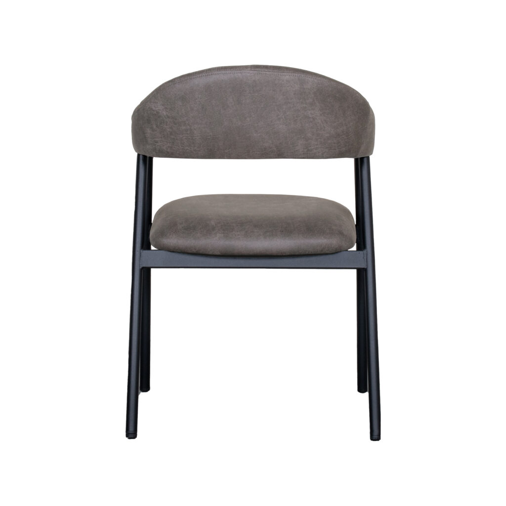 LABEL51 Eetkamerstoelen Amaze - Antraciet - Kunstleder - Zwart Metalen Frame