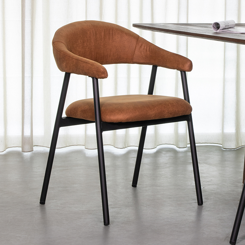 pro_92671_img_9145881 LABEL51 Eetkamerstoelen Amaze - Cognac - Kunstleder - Zwart Metalen Frame
