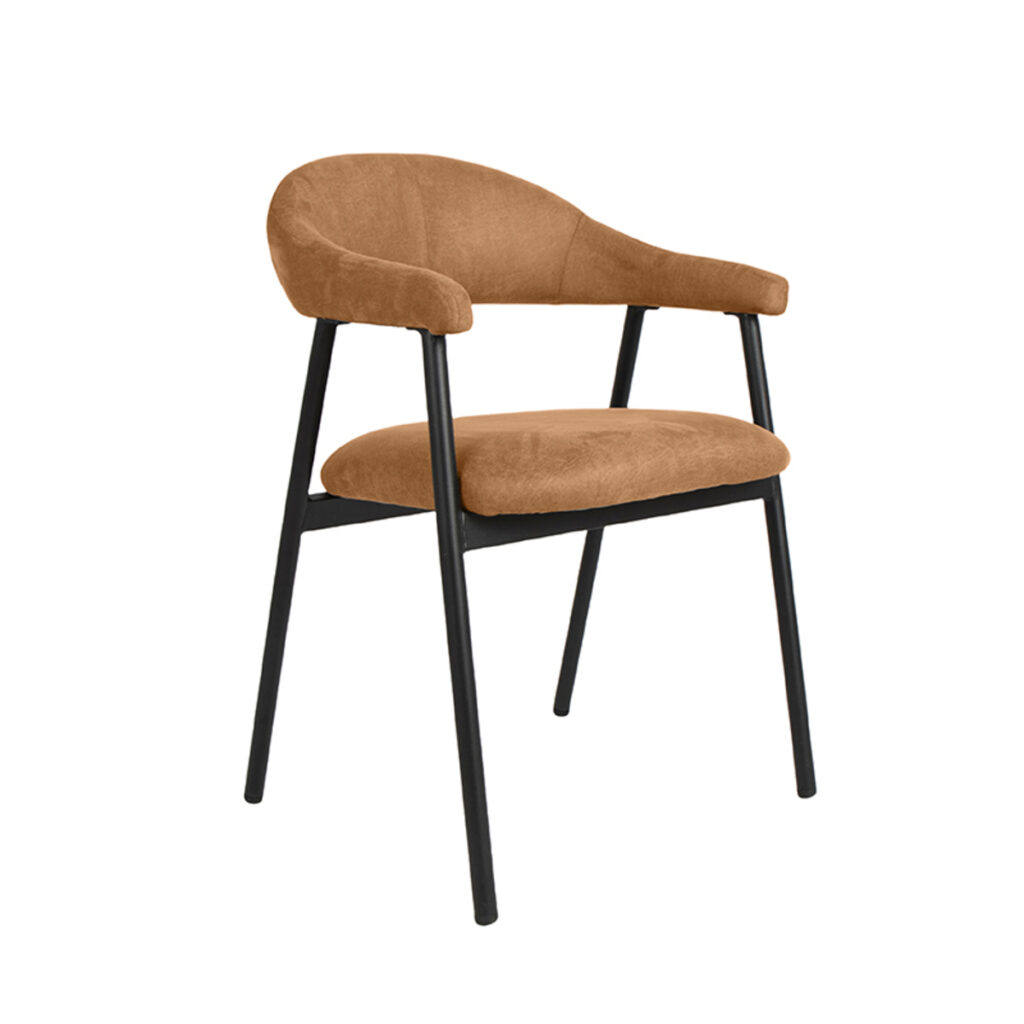 pro_92671_img_9145882 LABEL51 Eetkamerstoelen Amaze - Cognac - Kunstleder - Zwart Metalen Frame