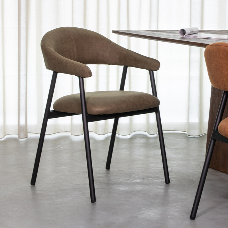 pro_92672_img_9144830 LABEL51 Eetkamerstoelen Amaze - Moss - Kunstleder - Zwart Metalen Frame