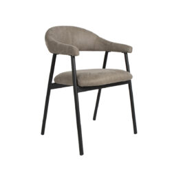 LABEL51 Eetkamerstoelen Amaze - Taupe - Kunstleder - Zwart Metalen Frame