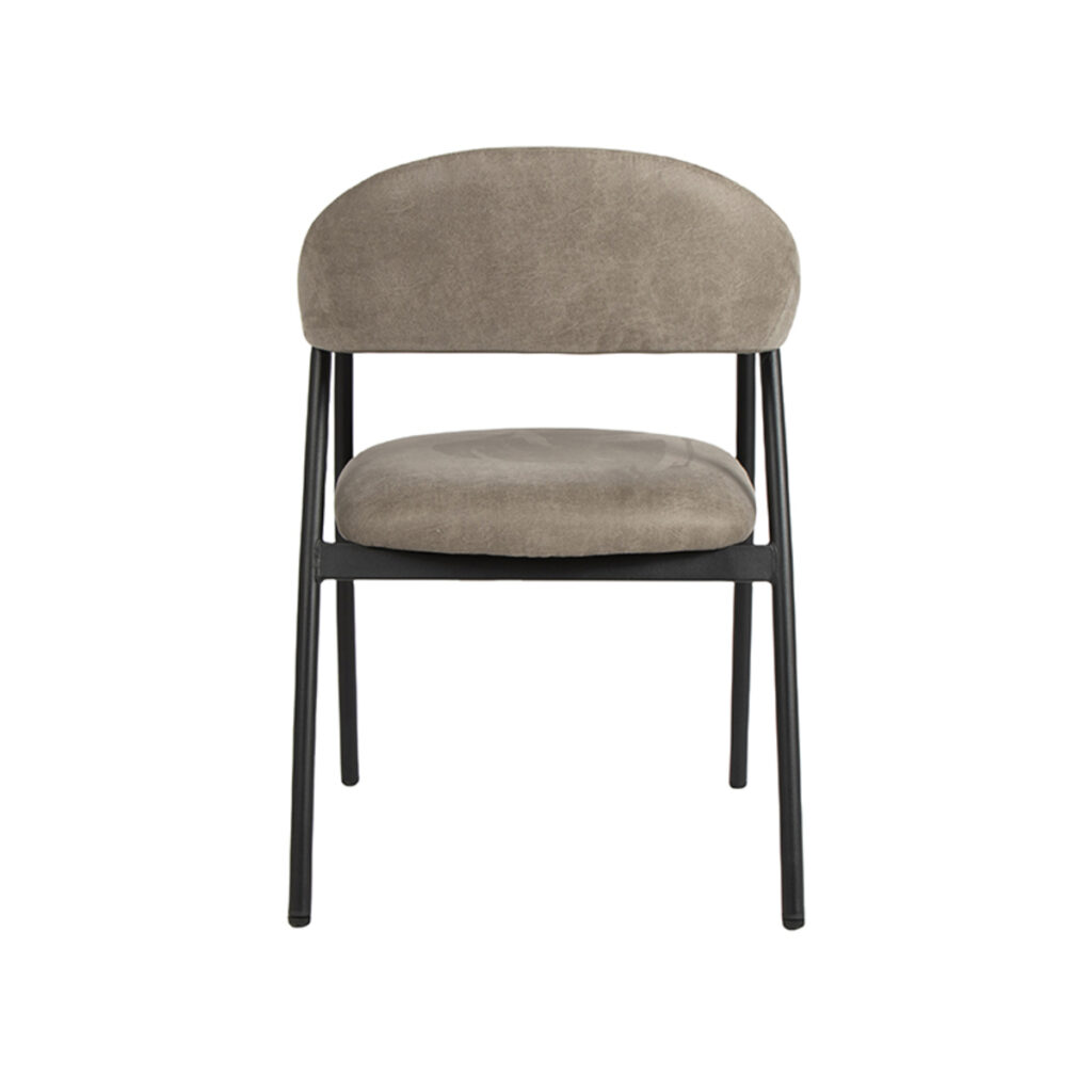 LABEL51 Eetkamerstoelen Amaze - Taupe - Kunstleder - Zwart Metalen Frame