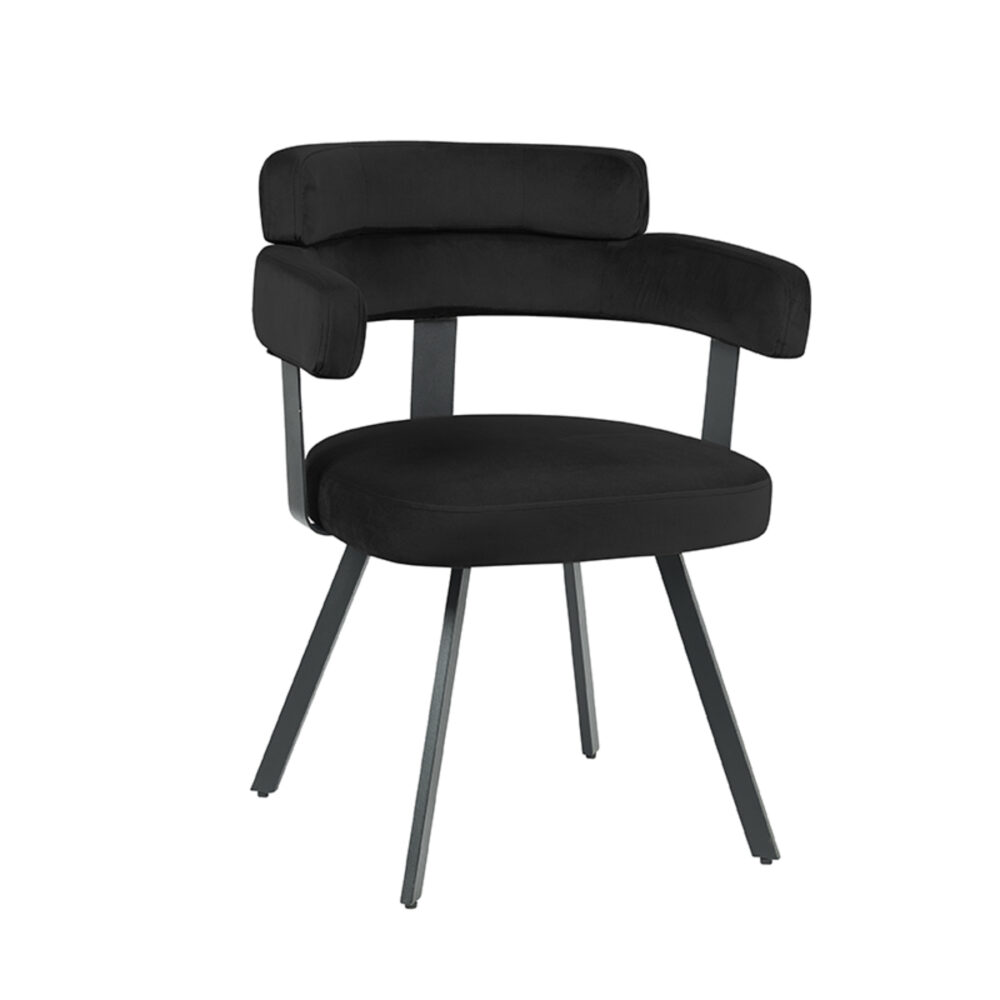 LABEL51 Eetkamerstoelen Bardio - Zwart - Velvet - Zwart Metalen Frame
