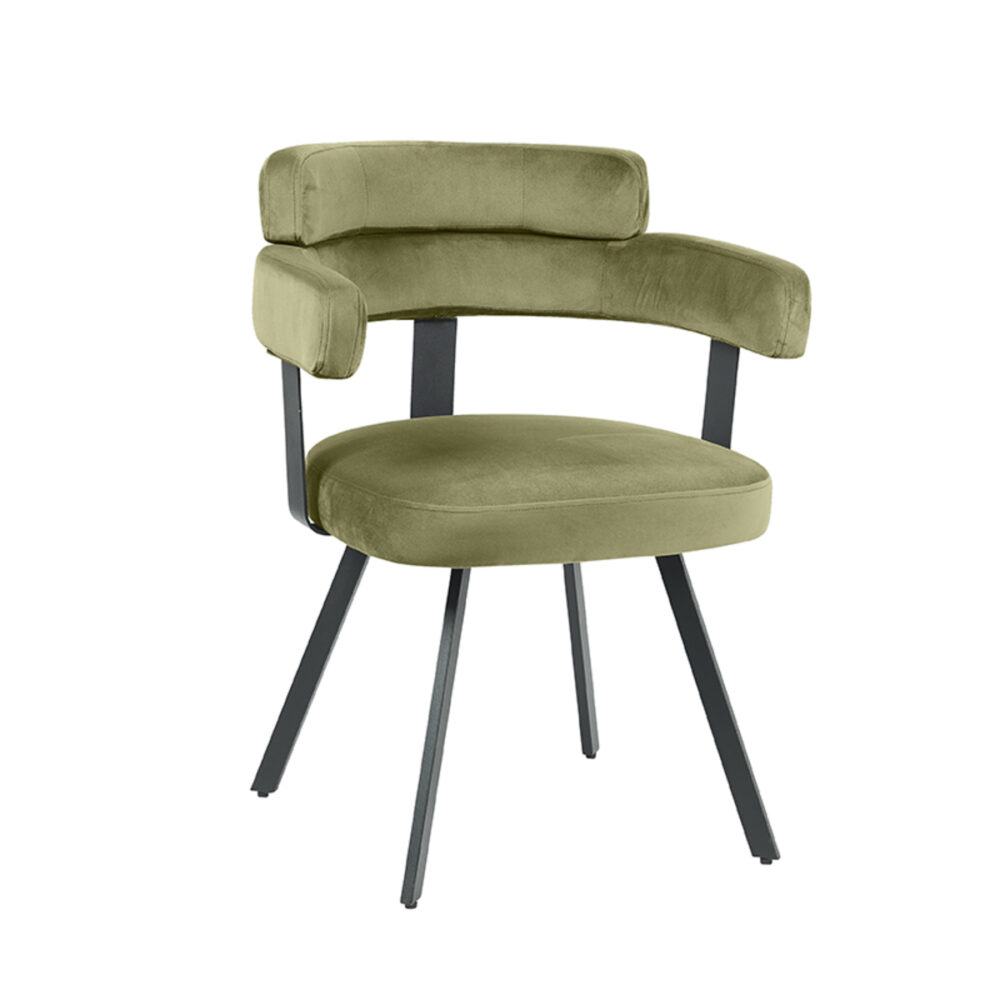 LABEL51 Eetkamerstoelen Bardio - Hunter - Velvet - Zwart Metalen Frame