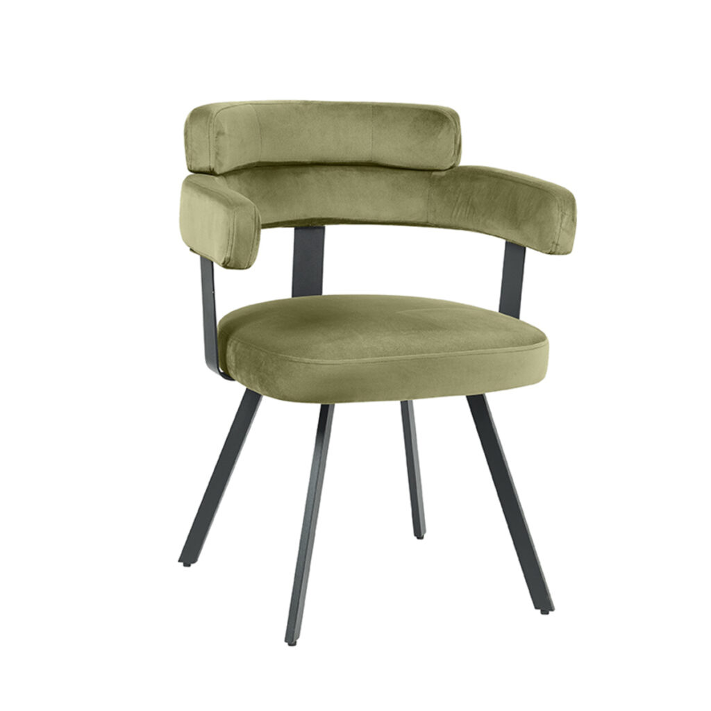 LABEL51 Eetkamerstoelen Bardio - Hunter - Velvet - Zwart Metalen Frame