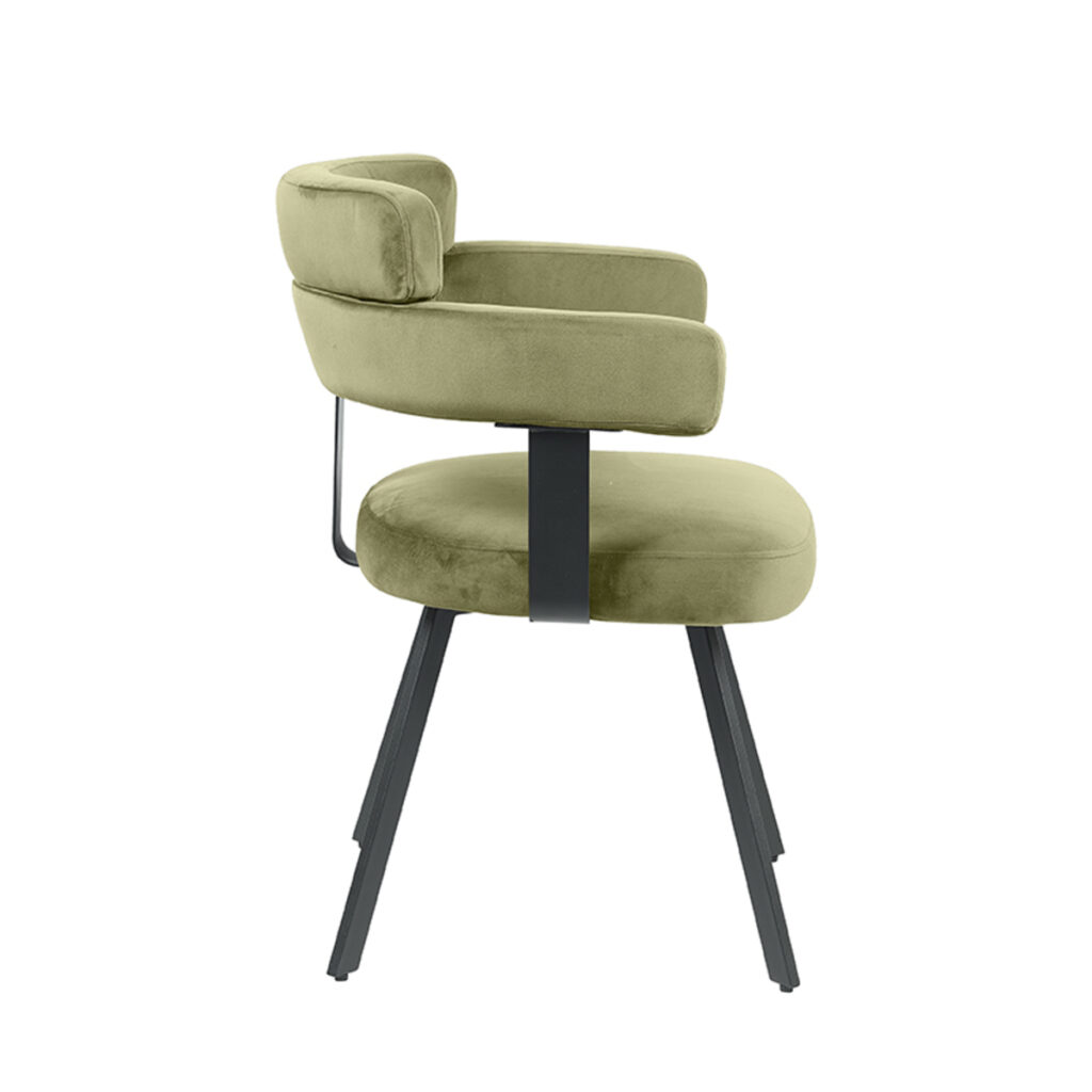 LABEL51 Eetkamerstoelen Bardio - Hunter - Velvet - Zwart Metalen Frame