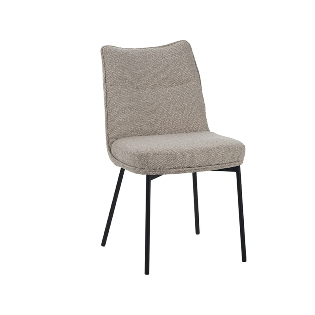 LABEL51 Eetkamerstoelen Lennon - Naturel - Boucle - Zwart Metalen Frame