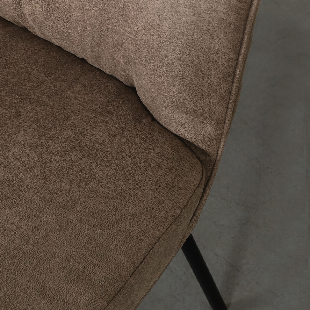 LABEL51 Eetkamerstoelen Lennon - Taupe - Kunstleder - Zwart Metalen Frame