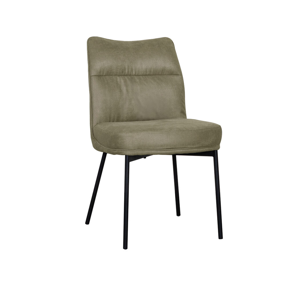 LABEL51 Eetkamerstoelen Lennon - Moss - Kunstleder - Zwart Metalen Frame