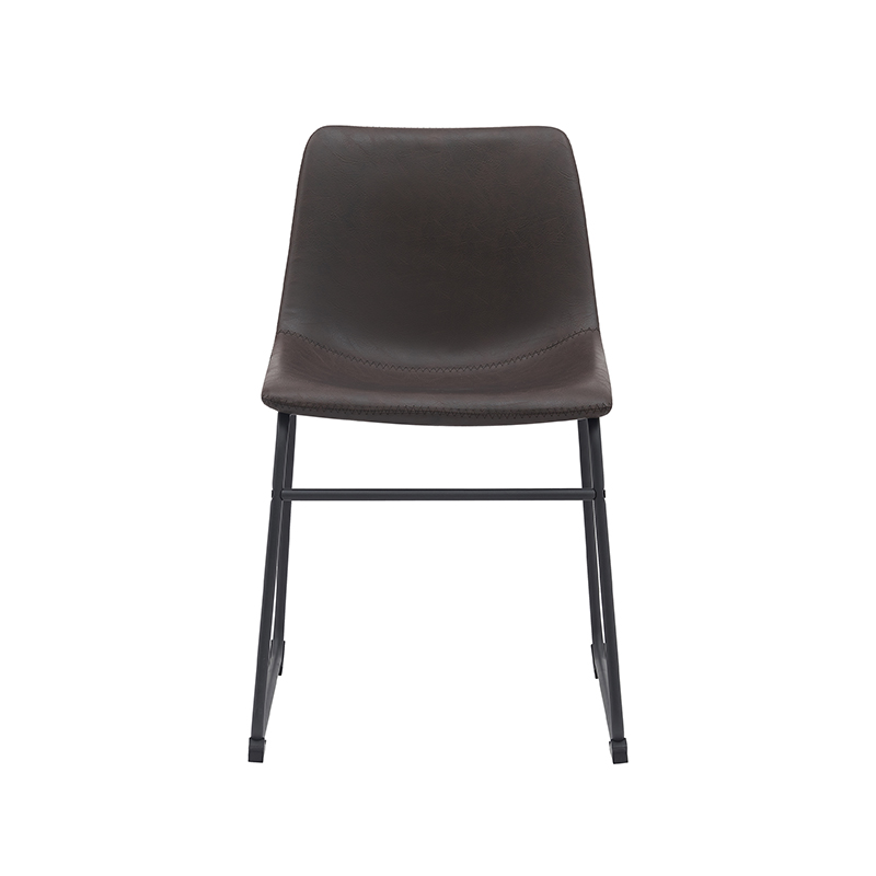 pro_92690_img_9144345 LABEL51 Eetkamerstoelen Risto - Donkerbruin - Kunstleder - Zwart Metalen Frame