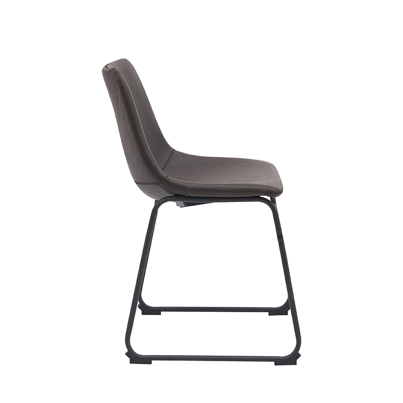 pro_92690_img_9144346 LABEL51 Eetkamerstoelen Risto - Donkerbruin - Kunstleder - Zwart Metalen Frame