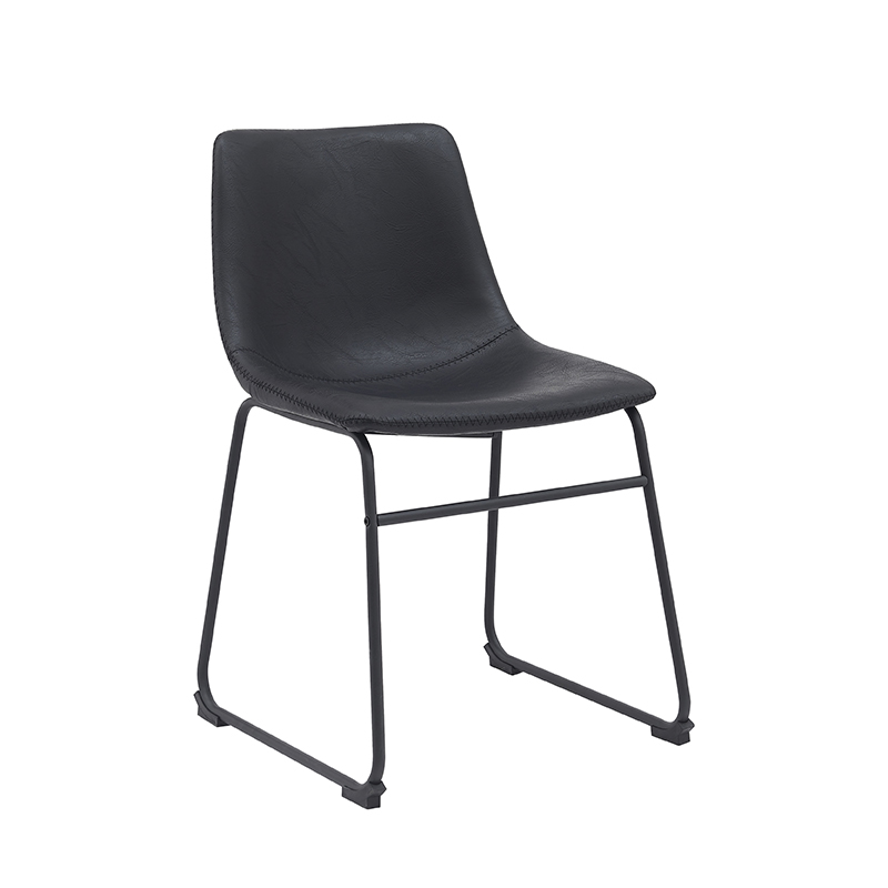 pro_92692_img_9144222 LABEL51 Eetkamerstoelen Risto - Zwart - Kunstleder - Zwart Metalen Frame