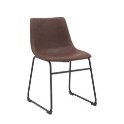 LABEL51 Eetkamerstoelen Risto - Bruin - Kunstleder - Zwart Metalen Frame
