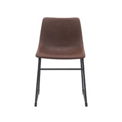 LABEL51 Eetkamerstoelen Risto - Bruin - Kunstleder - Zwart Metalen Frame