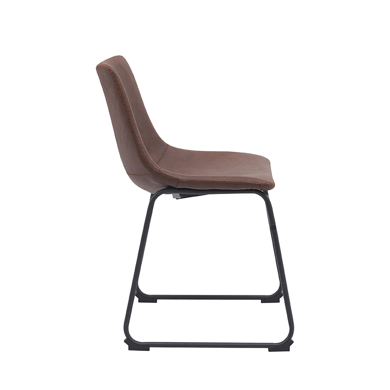 LABEL51 Eetkamerstoelen Risto - Bruin - Kunstleder - Zwart Metalen Frame