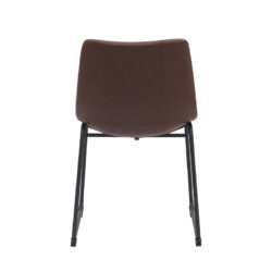 LABEL51 Eetkamerstoelen Risto - Bruin - Kunstleder - Zwart Metalen Frame