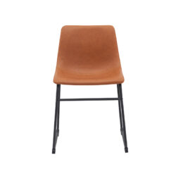 LABEL51 Eetkamerstoelen Risto - Cognac - Kunstleder - Zwart Metalen Frame