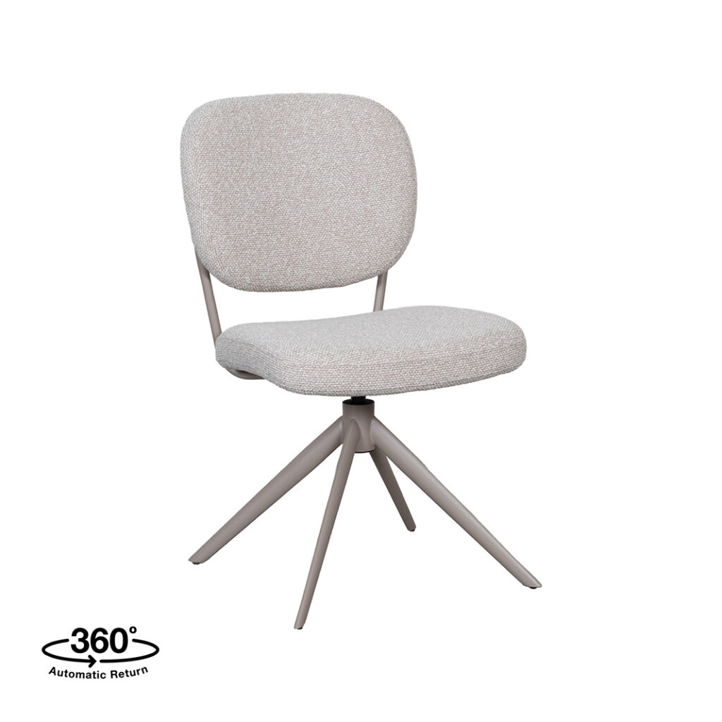 LABEL51 Eetkamerstoelen Geneva - Naturel - Boucle - Taupe Metalen Frame