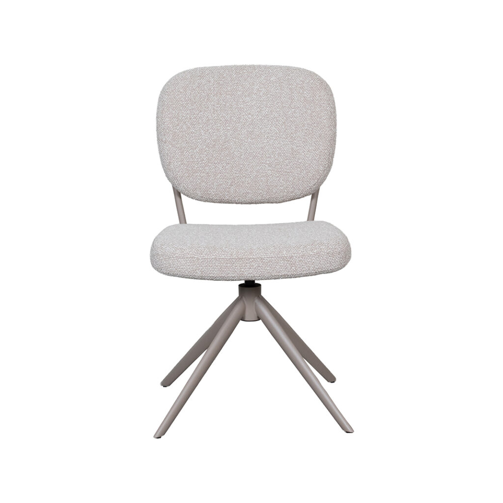 LABEL51 Eetkamerstoelen Geneva - Naturel - Boucle - Taupe Metalen Frame