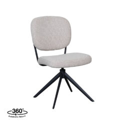 LABEL51 Eetkamerstoelen Geneva - Naturel - Boucle - Zwart Metalen Frame