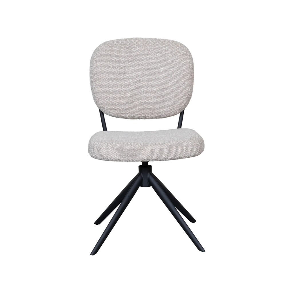 LABEL51 Eetkamerstoelen Geneva - Naturel - Boucle - Zwart Metalen Frame