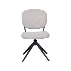 LABEL51 Eetkamerstoelen Geneva - Naturel - Boucle - Zwart Metalen Frame