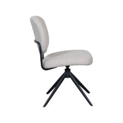 LABEL51 Eetkamerstoelen Geneva - Naturel - Boucle - Zwart Metalen Frame