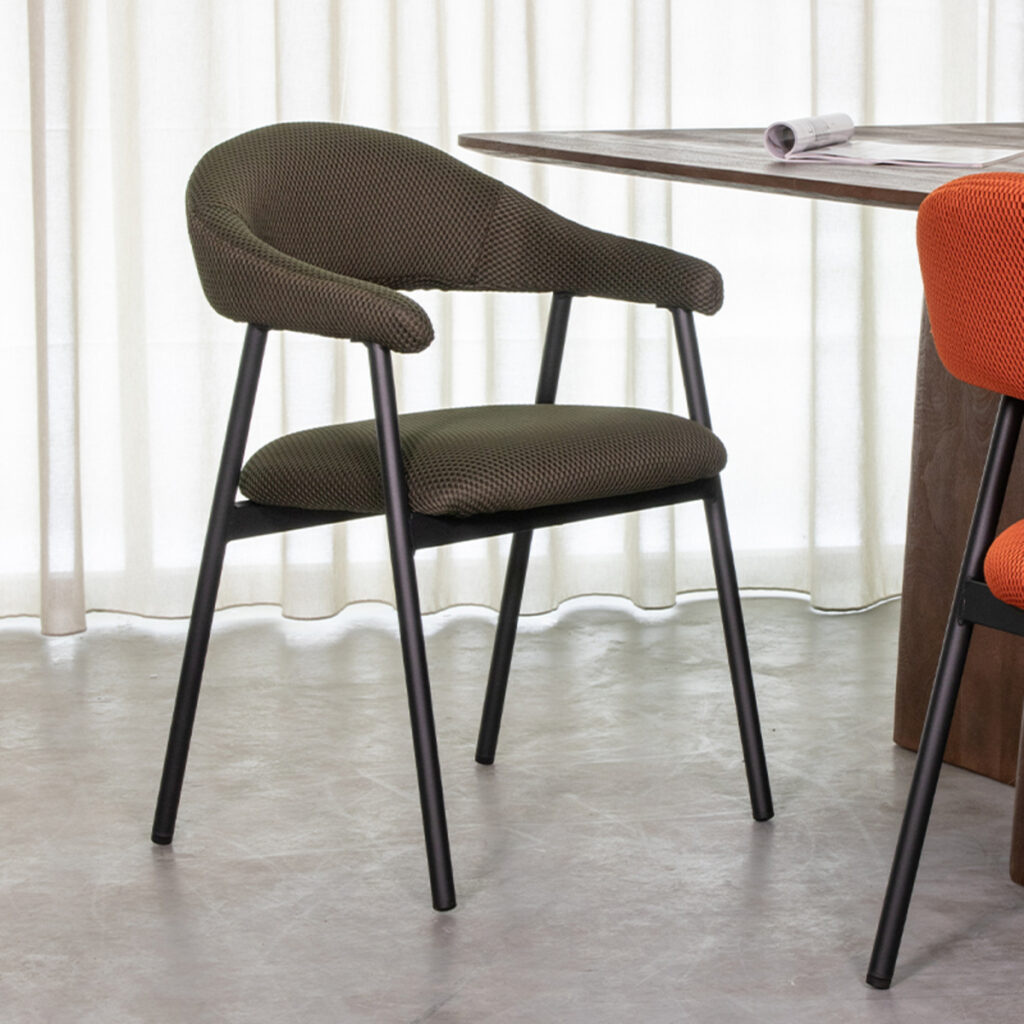 LABEL51 Eetkamerstoelen Amaze - Hunter - Geweven - Zwart Metalen Frame