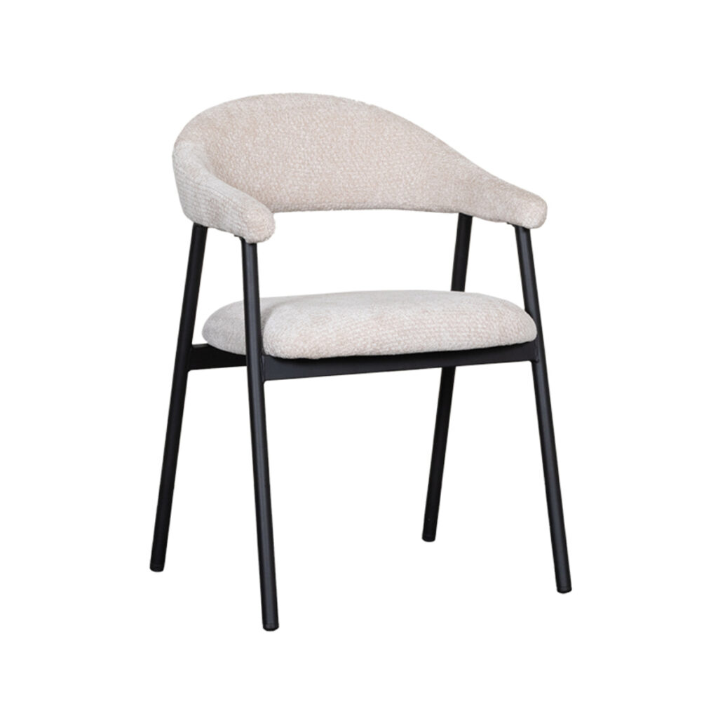 pro_92755_img_9146351 LABEL51 Eetkamerstoelen Amaze - Naturel - Chenille - Zwart Metalen Frame